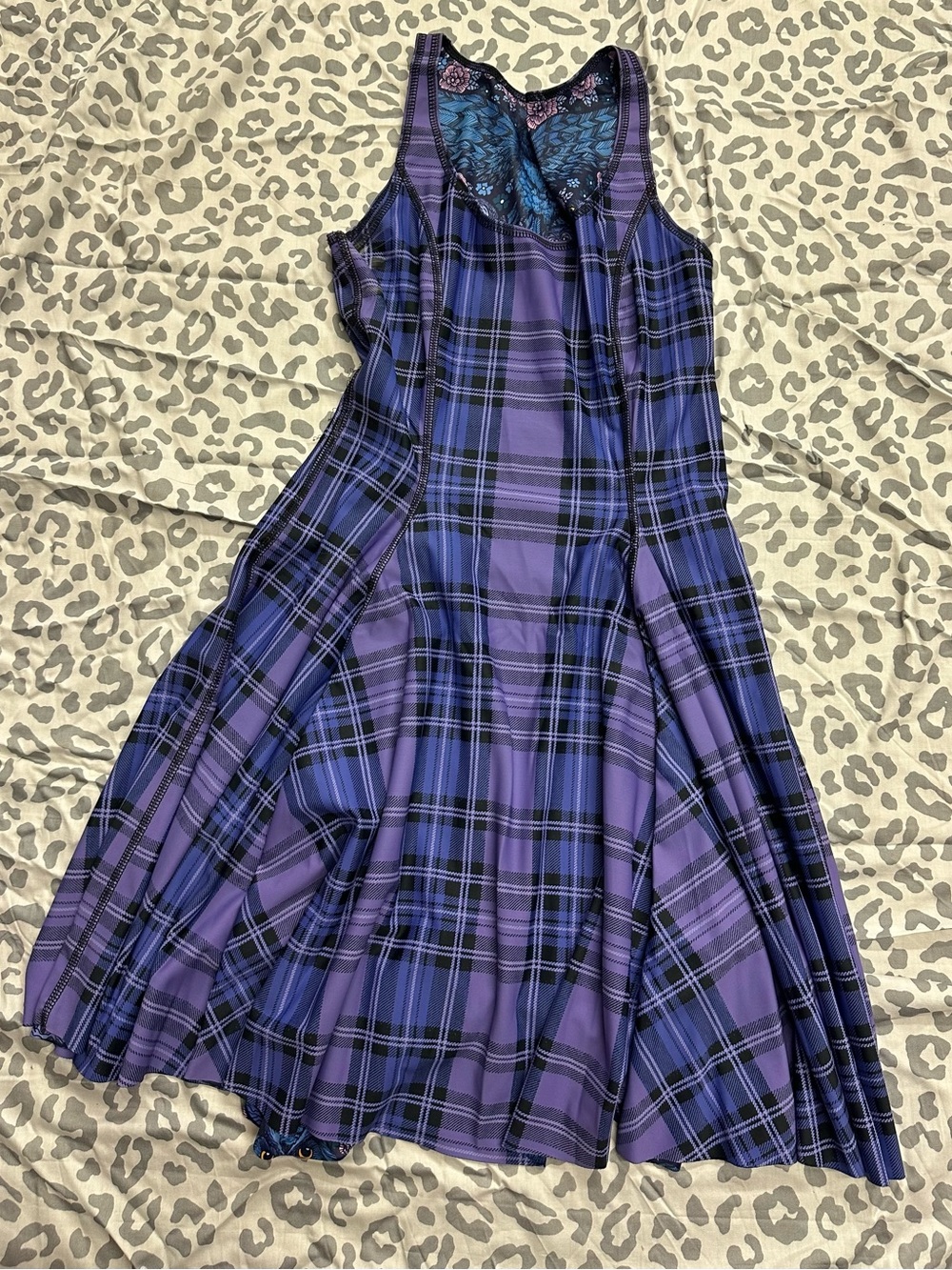 BlackMilk Clothing Tartan Purple vs Midnight Owl Inside Out Dress size medium